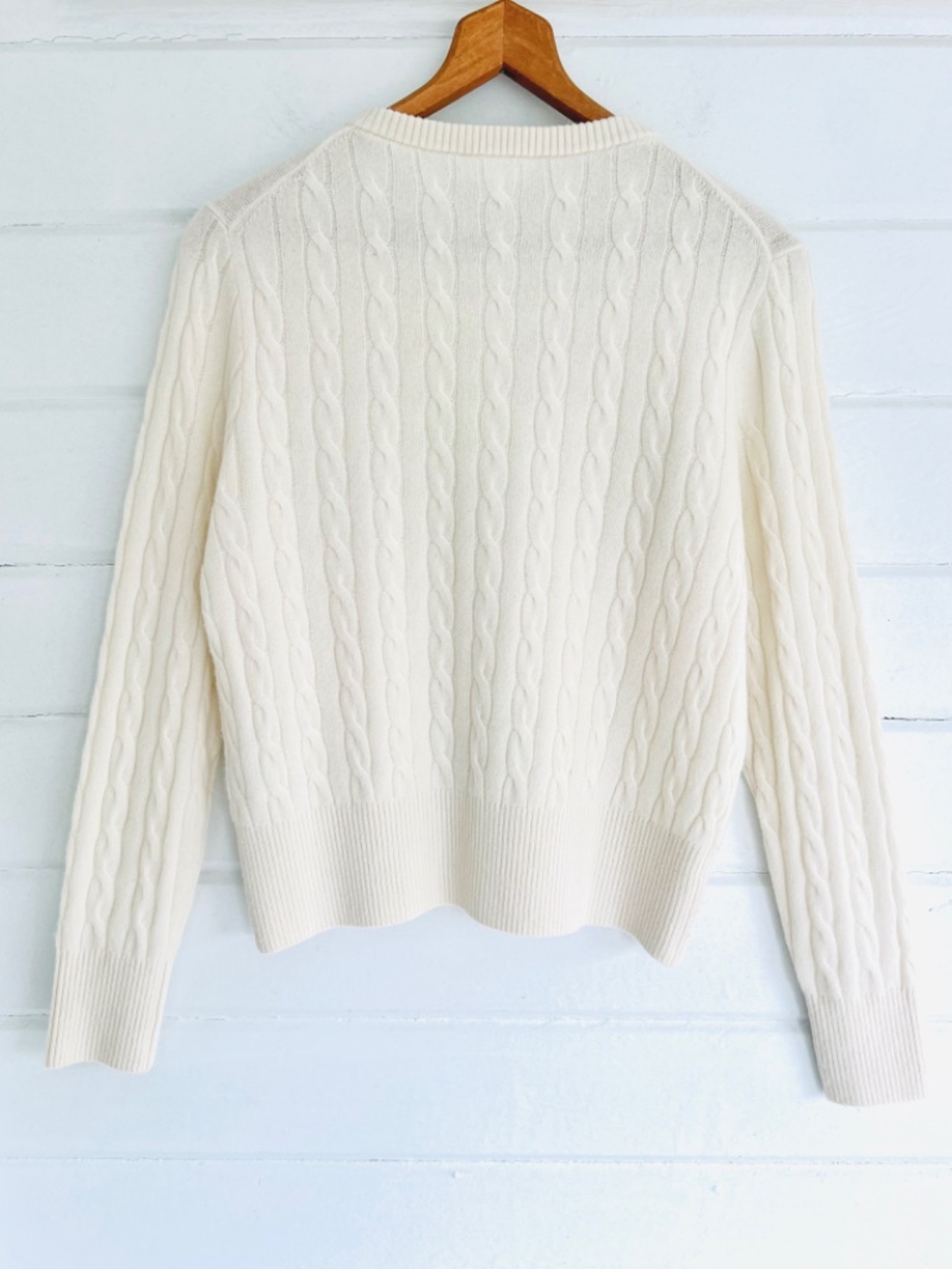 LILYSILK 100% Baby Cashmere Cable Knit Button Cardigan in Ivory - S - Picture 6 of 13